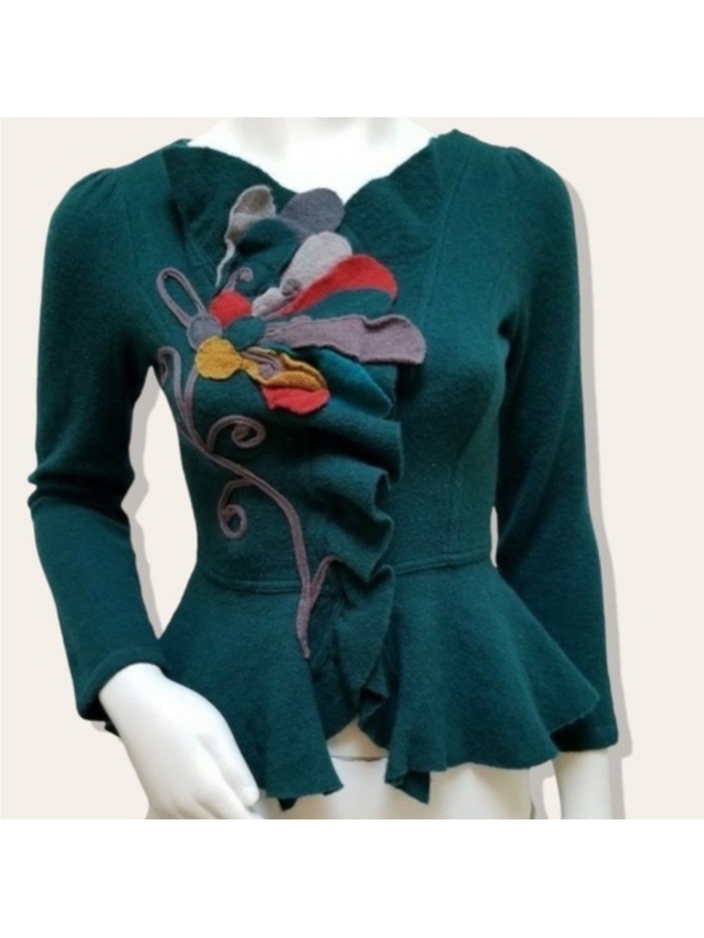 Anthropologie Sleeping on Snow Summer's
Reminder Felted Wool Cardigan Small - Picture 4 of 16